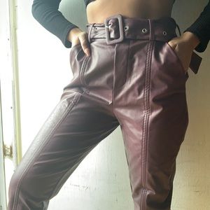 Fashion Nova Burgundy Leather Pants
